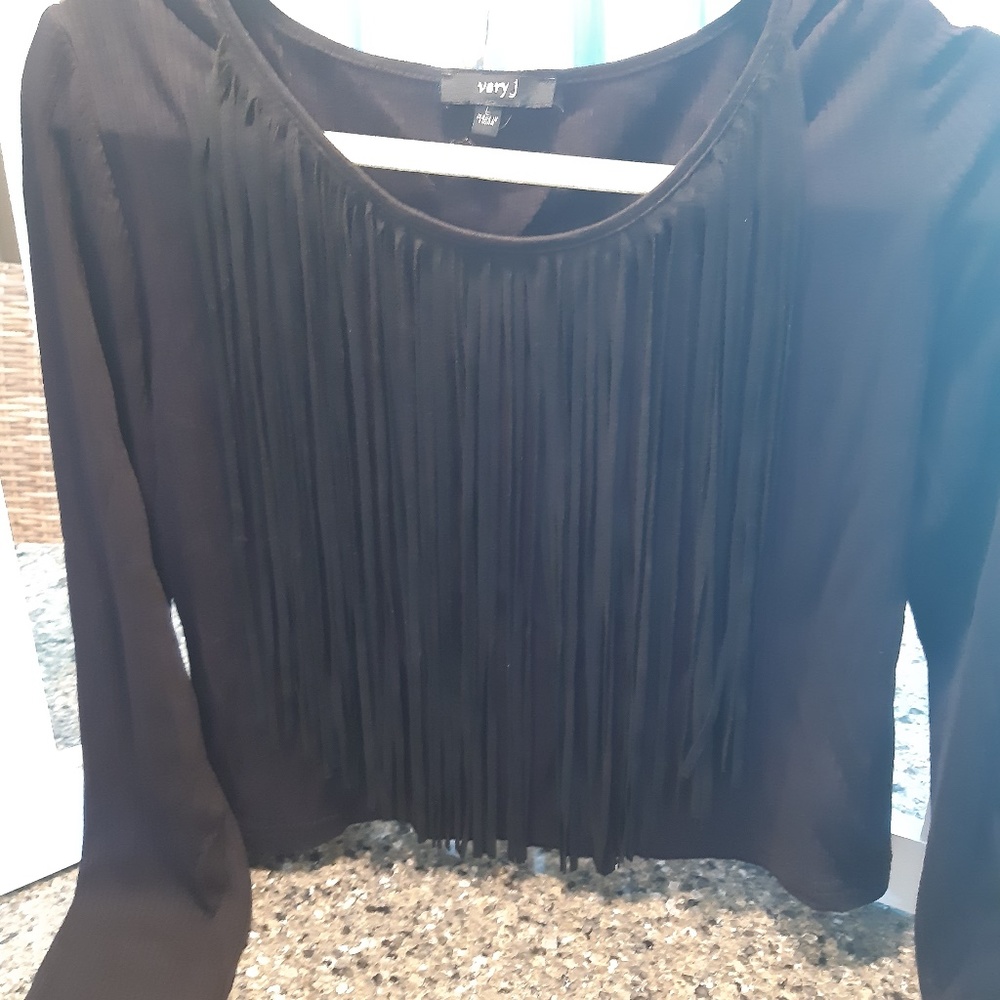 tassled, black cop top
